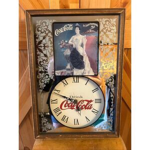 Vintage coca cola wall clock mirror with working clock (5624)